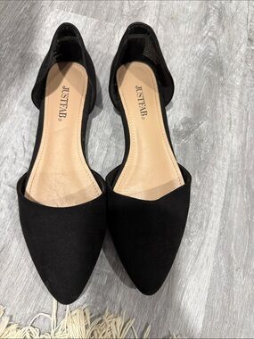JustFab Black Pointed D'Orsay Flats